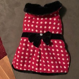 Faux fur and wool polka coat for a small breed doggie